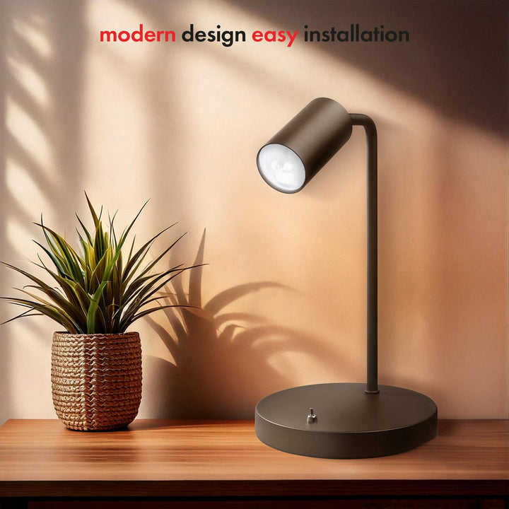 GU10 Maclean stolna lampa, reflektor, okrugla, GU10, s prekidačem, crna, MCE370 B