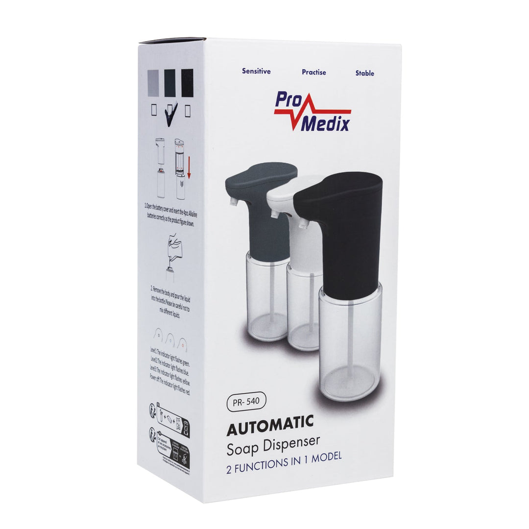 Promedix automatski dozator, spremnik za tekuće sapune, dezinfekcijska sredstva, 300 ml, 4xAA, sivi, PR-540 GR
