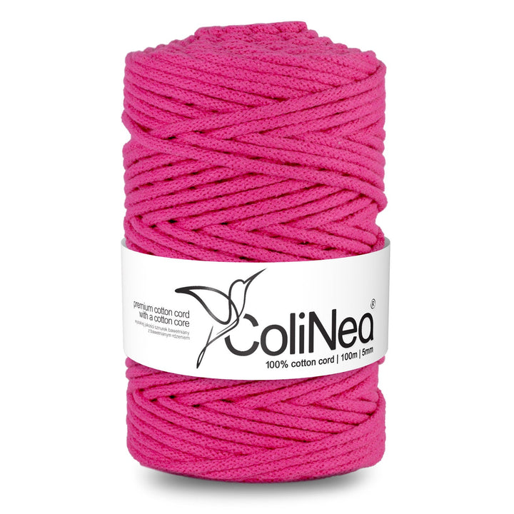 ColiNea, pamučni užad s pamučnim jezgrom, pleteno, 5 mm, 100 m, fuksija
