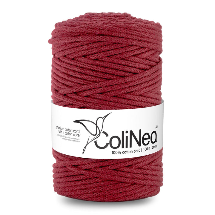 ColiNea, pamučni užad s pamučnim jezgrom, pleteno, 5 mm, 100 m, bordo