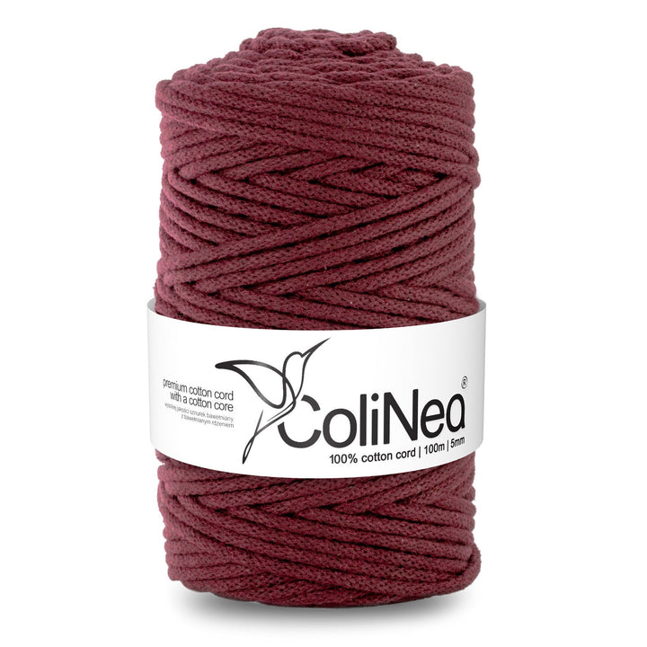 ColiNea, pamučni užad s pamučnim jezgrom, pleteno, 5 mm, 100 m, bordo