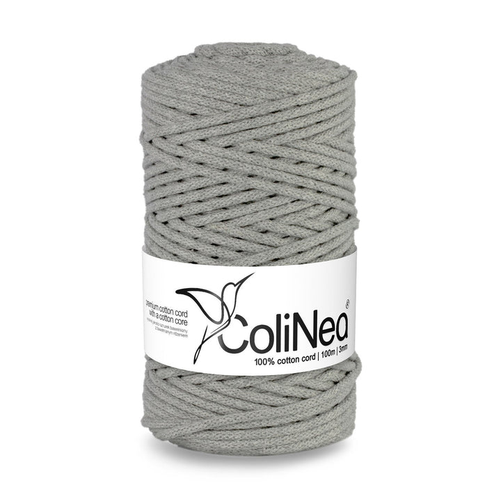 ColiNea, pamučni užad s pamučnim jezgrom, pleteno, 3 mm, 100 m, sivo