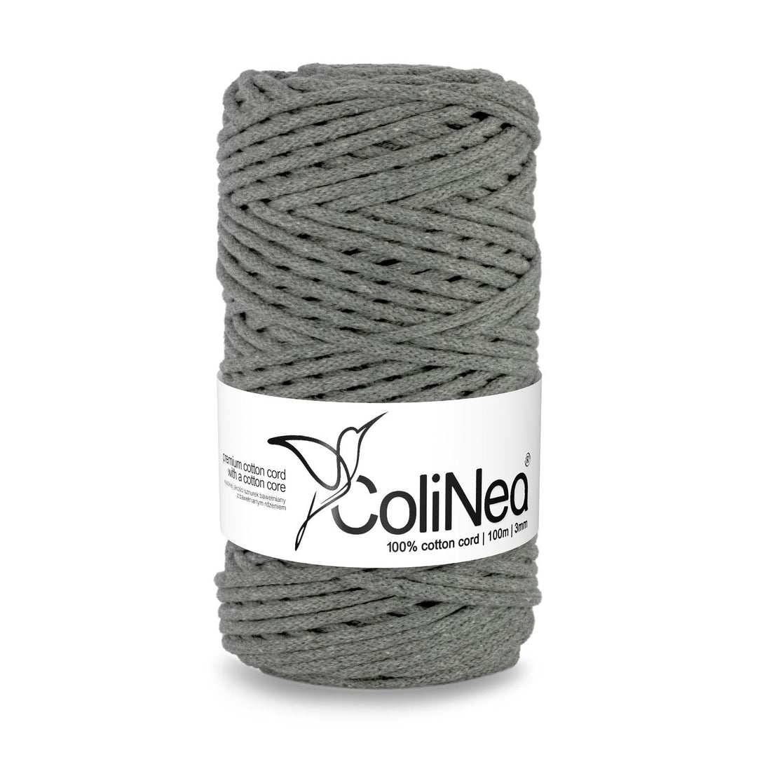 ColiNea, pamučni užad s pamučnim jezgrom, pleteno, 3 mm, 100 m, tamnosivo