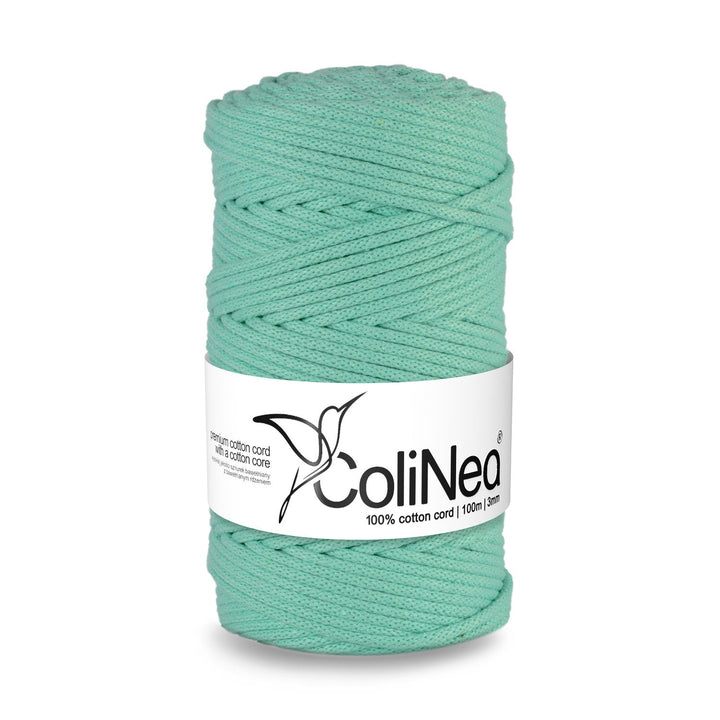 ColiNea, pamučni užad s pamučnim jezgrom, pleteno, 3 mm, 100 m, akvamarin