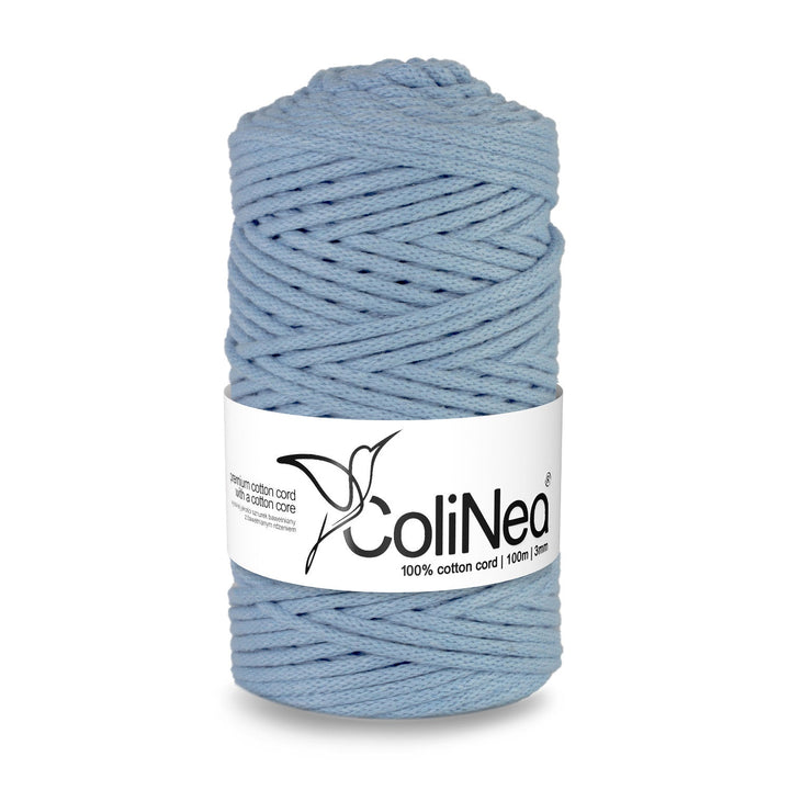 ColiNea, pamučni užad s pamučnim jezgrom, pleteno, 3 mm, 100 m, nebeskoplav