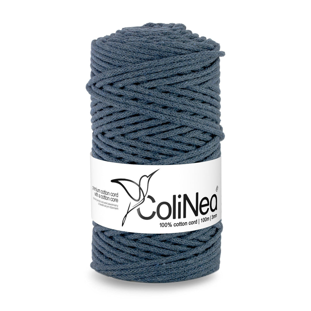 ColiNea, pamučni užad s pamučnim jezgrom, pleteno, 3 mm, 100 m, traper