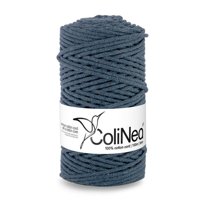 ColiNea, pamučni užad s pamučnim jezgrom, pleteno, 3 mm, 100 m, traper