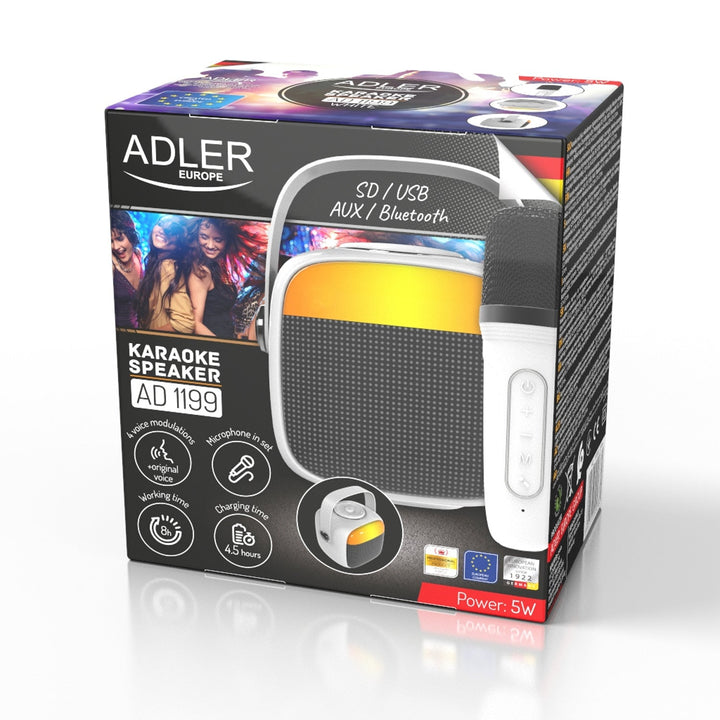 Adler bežični zvučnik s mikrofonom za karaoke, Bluetooth, AD 1199 W