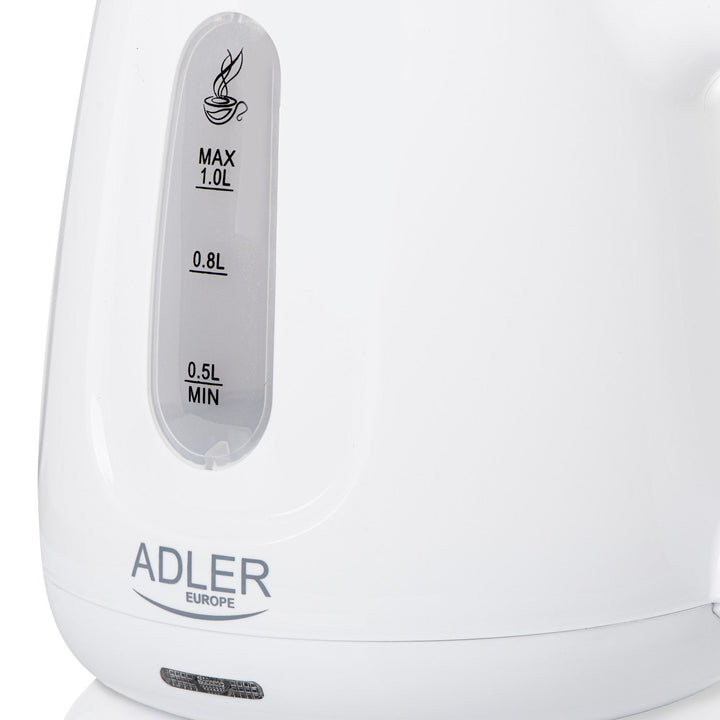 Adler električni čajnik, zapremina 1 l, snaga 850 W, bijela, AD 1373