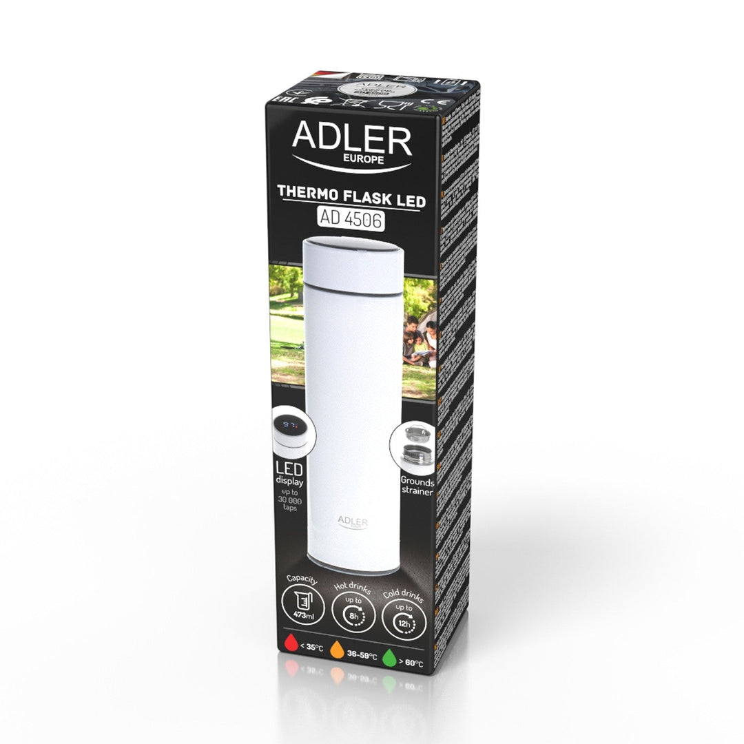 Adler termo boca, LED zaslon osjetljiv na dodir, kapacitet 473 ml, bijela, AD 4506