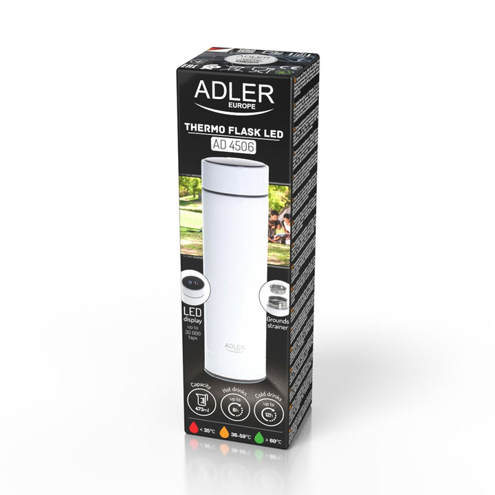 Adler termo boca, LED zaslon osjetljiv na dodir, kapacitet 473 ml, bijela, AD 4506