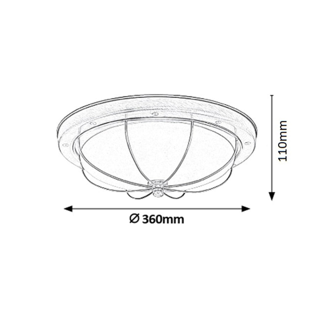Stropna lampa Rabalux, 2xE27, smeđa, promjer 36 cm, Sudan
