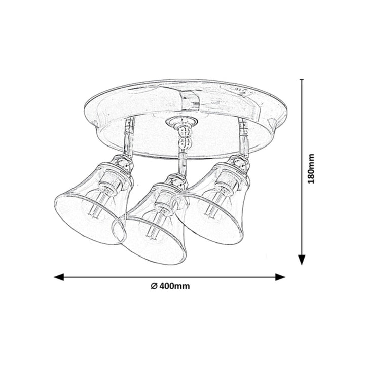Stropna lampa Rabalux, za kupaonicu, IP44, 3 E14 utora, max. 40 W, krom, Antoine