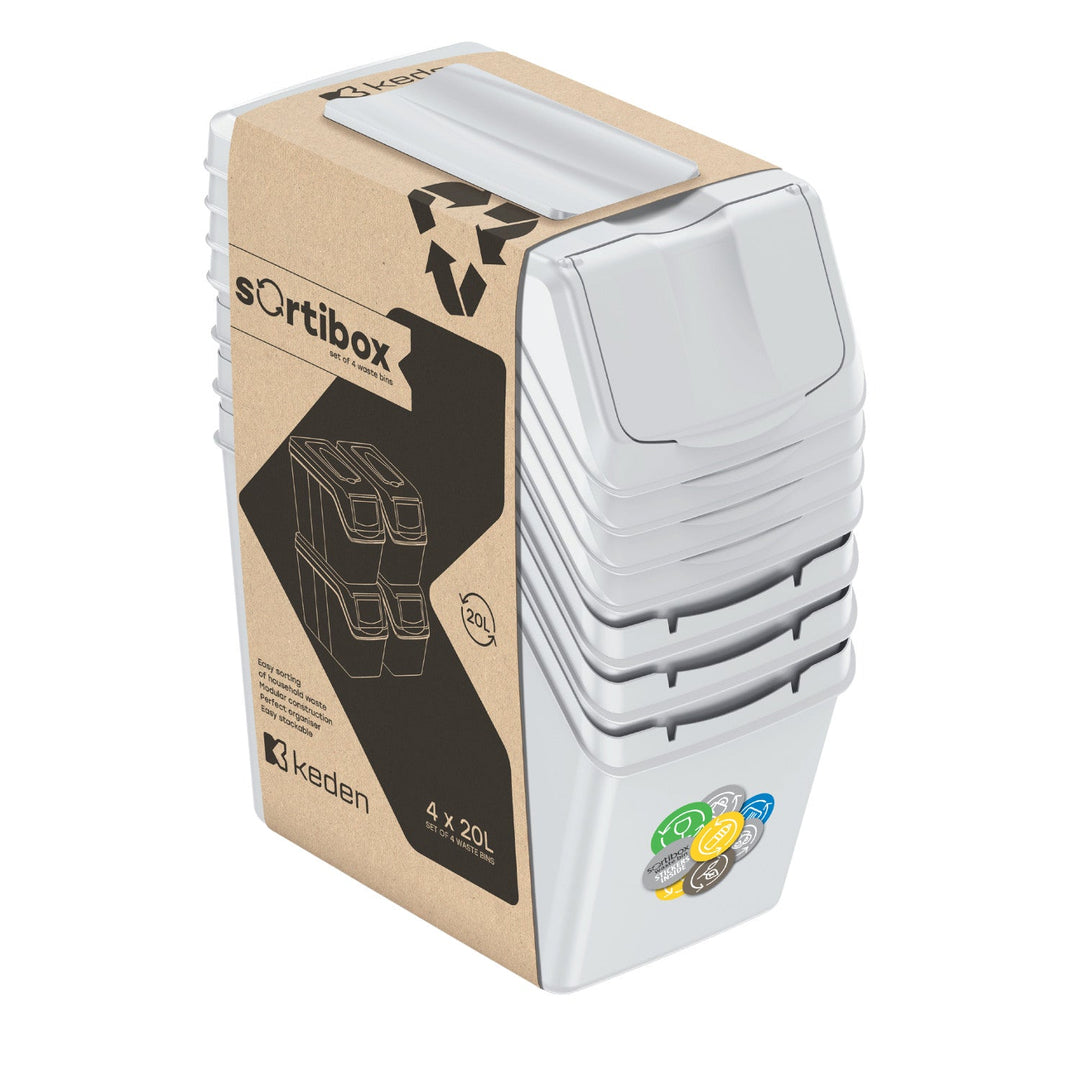 Sortibox 4x20L set siva kanta za razdvajanje otpada ISWB20S4