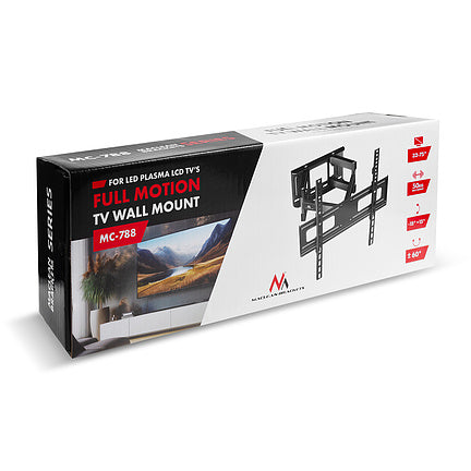 Maclean TV nosač, max. VESA 400x400, 32-75", 50 kg, podešavanje kuteva u vertikalnom i horizontalnom smjeru, profil 80-380 mm, crna, MC-788