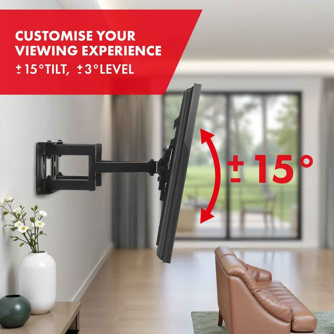 Maclean TV nosač, max. VESA 400x400, 32-75", 50 kg, podešavanje kuteva u vertikalnom i horizontalnom smjeru, profil 80-380 mm, crna, MC-788