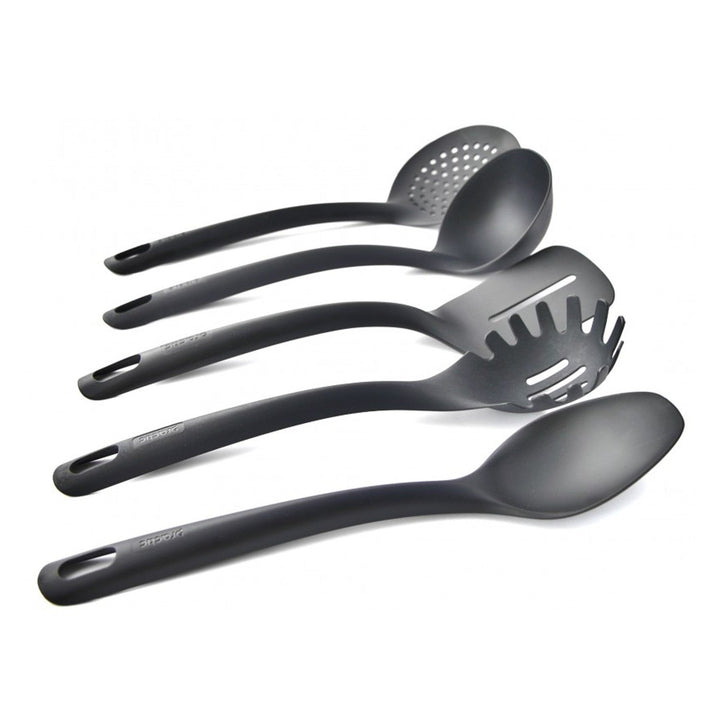 Set od 5 kuhinjskih alata + crni spremnik Practic Handy od 15 cm
