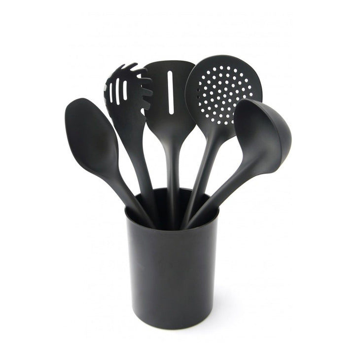Set od 5 kuhinjskih alata + crni spremnik Practic Handy od 15 cm
