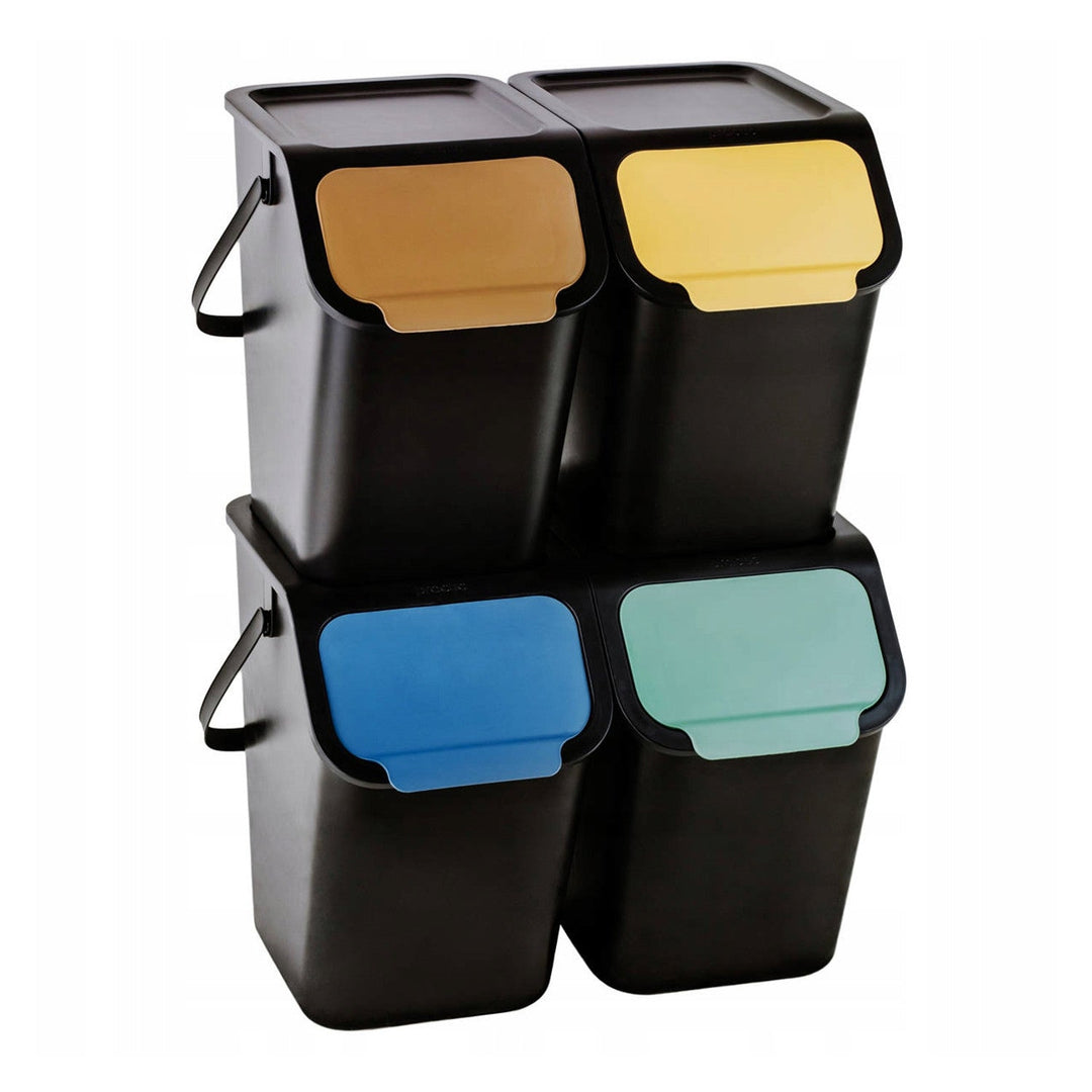 Praktičan set spremnika za razvrstavanje, 4x25 l, crni, Bini 10100577