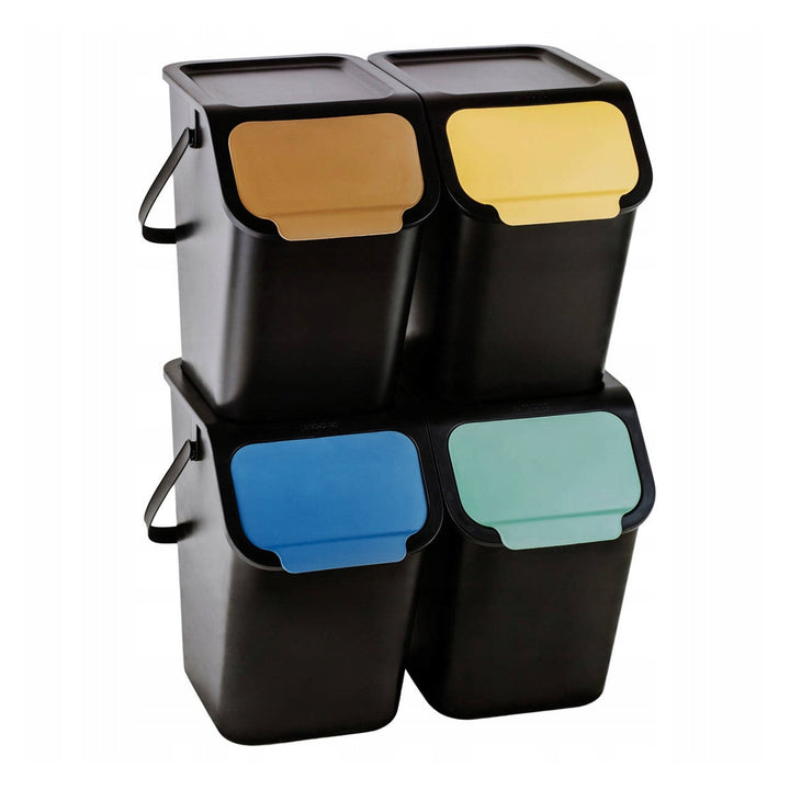 Praktičan set spremnika za razvrstavanje, 4x25 l, crni, Bini 10100577