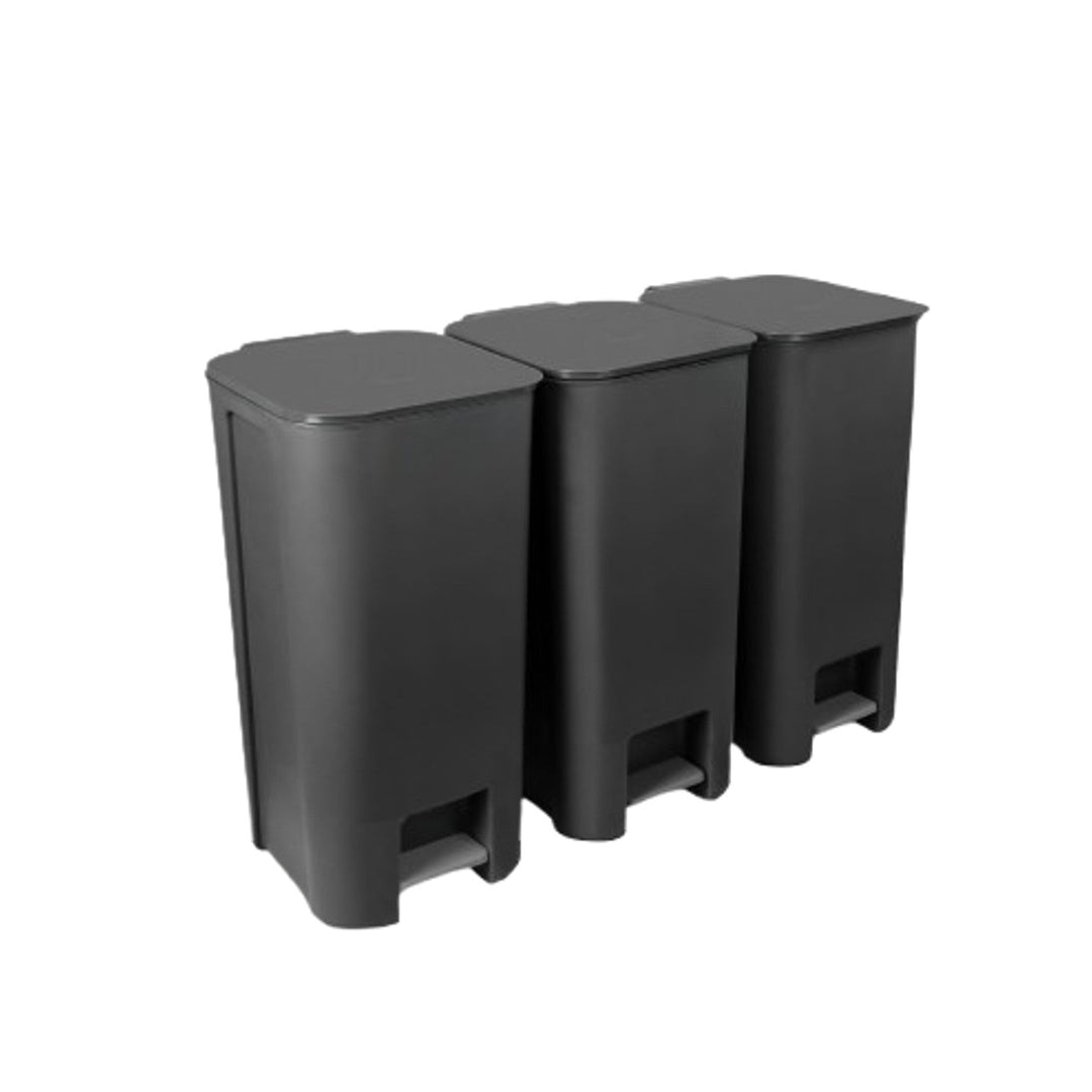 Set za razdvajanje otpada: 3 x 40 l kante na pedalicu, tamno grafitne, Practic 10105593