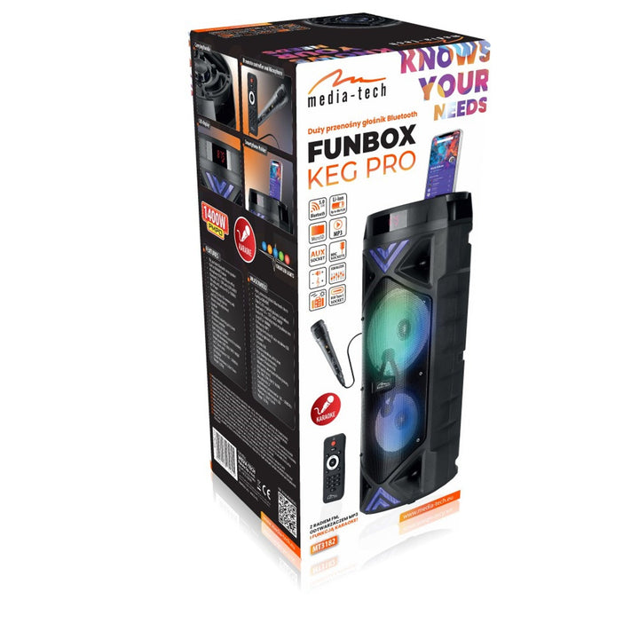 Media-Tech prijenosni zvučnik, karaoke, Bluetooth 5.0, 1400W, MT3182