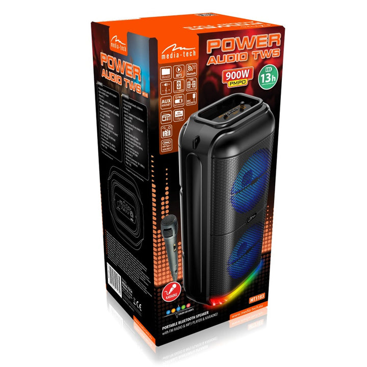 Media-Tech prijenosni zvučnik, karaoke, Bluetooth 5.3, 900W, MT3183