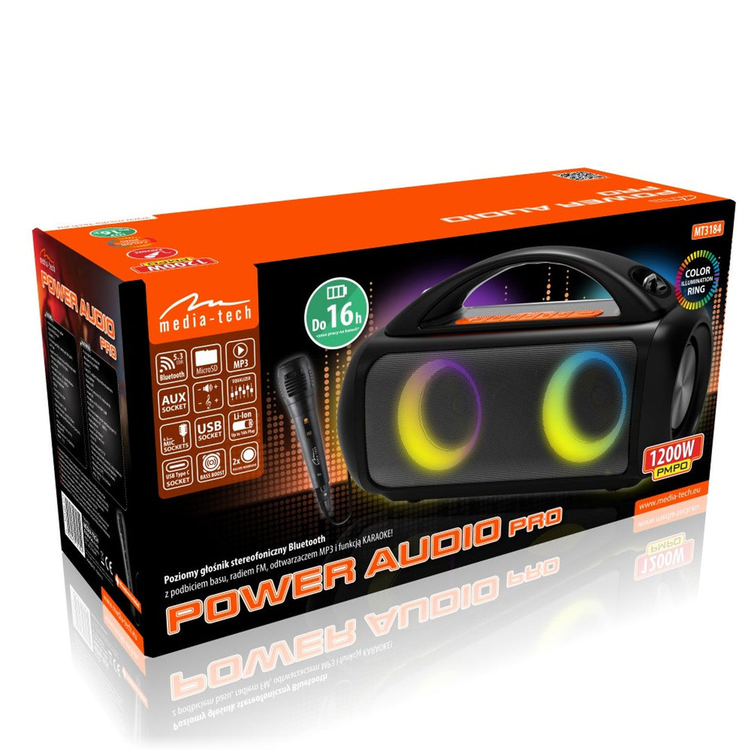 Media-Tech prijenosni zvučnik, karaoke, Bluetooth 5.3, 1200W, MT3184