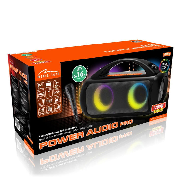 Media-Tech prijenosni zvučnik, karaoke, Bluetooth 5.3, 1200W, MT3184