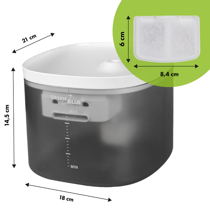 GreenBlue automatski dozator vode/posuda za vodu za kućne ljubimce, 3 L, USB 5 V 1 A, GB392 + 6 rezervnih filtara GB394