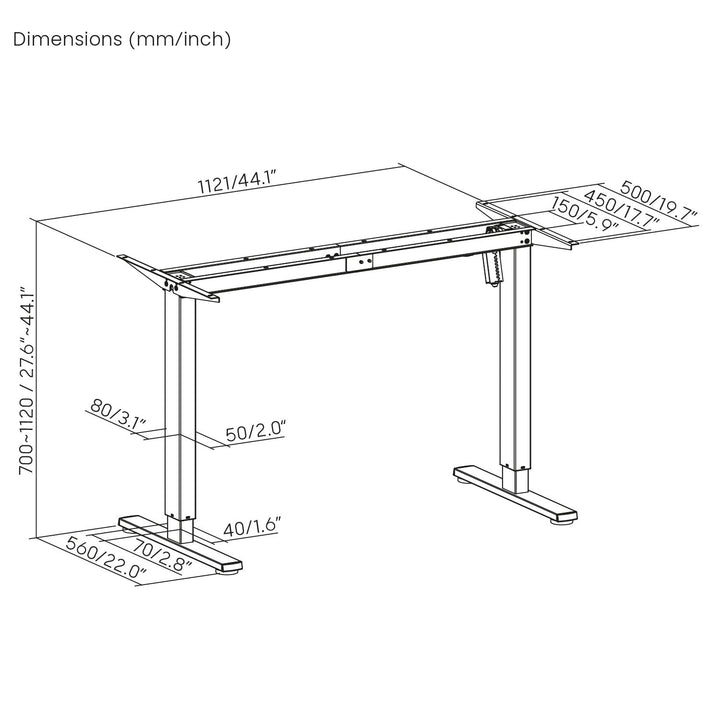 Ergo Office električni stol s podesivom visinom, maksimalna visina 1160 mm, maksimalna težina 80 kg, bez stajaće/sjedeće radne površine, bijela, ER-400 W