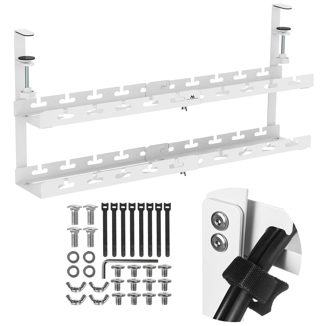 Maclean organizator kabela ispod stola, maksimalno opterećenje 5 kg, maksimalna duljina 728 mm, 2 razine, bijela, MC-102 W