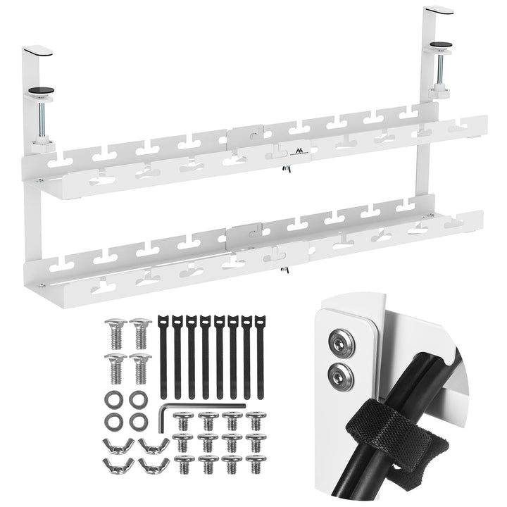 Maclean organizator kabela ispod stola, maksimalno opterećenje 5 kg, maksimalna duljina 728 mm, 2 razine, bijela, MC-102 W
