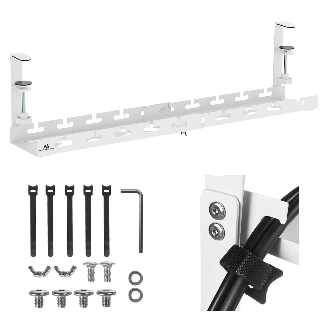 Maclean organizator kabela ispod stola, maksimalno opterećenje 5 kg, maksimalna duljina 728 mm, bijela, MC-103 W