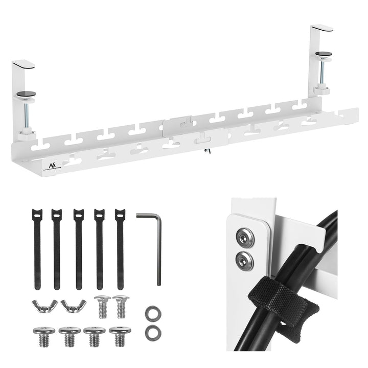 Maclean organizator kabela ispod stola, maksimalno opterećenje 5 kg, maksimalna duljina 728 mm, bijela, MC-103 W