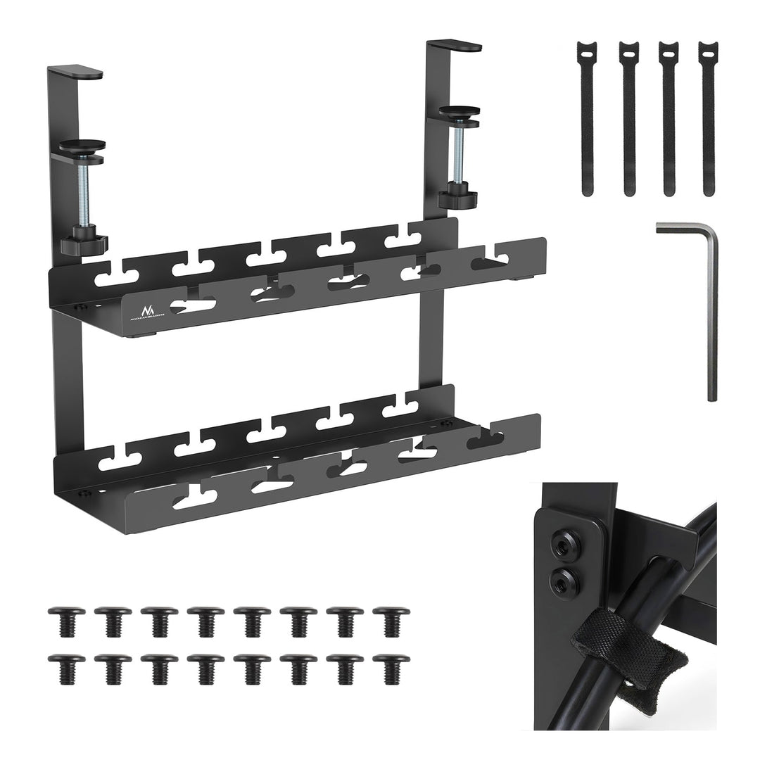 Maclean organizator kabela ispod stola, maksimalno opterećenje 5 kg, 2 razine, crna, MC-104 B