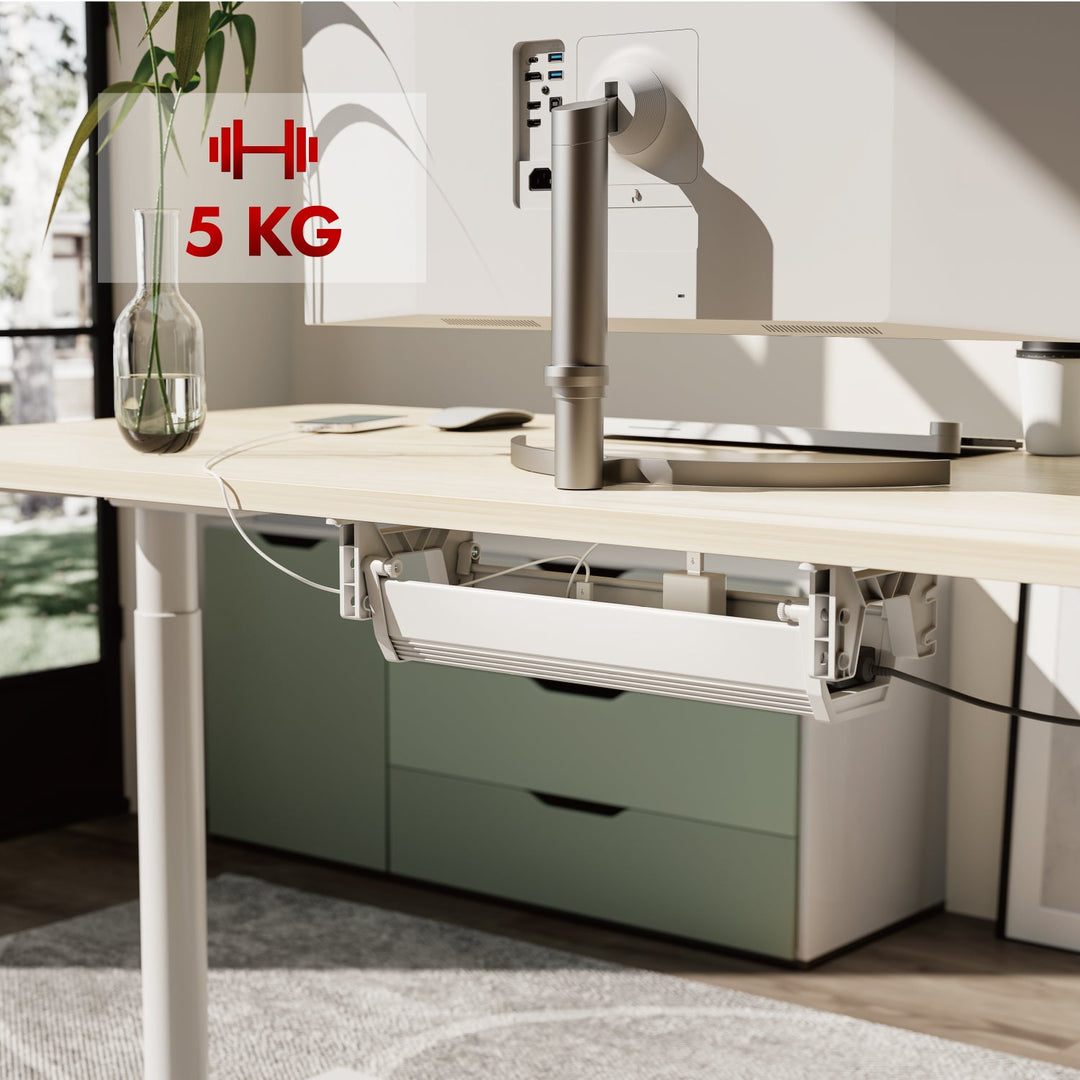 Organizator kabela ispod stola/produžni kabel Maclean, maksimalno opterećenje 5 kg, bijeli, MC-106 W