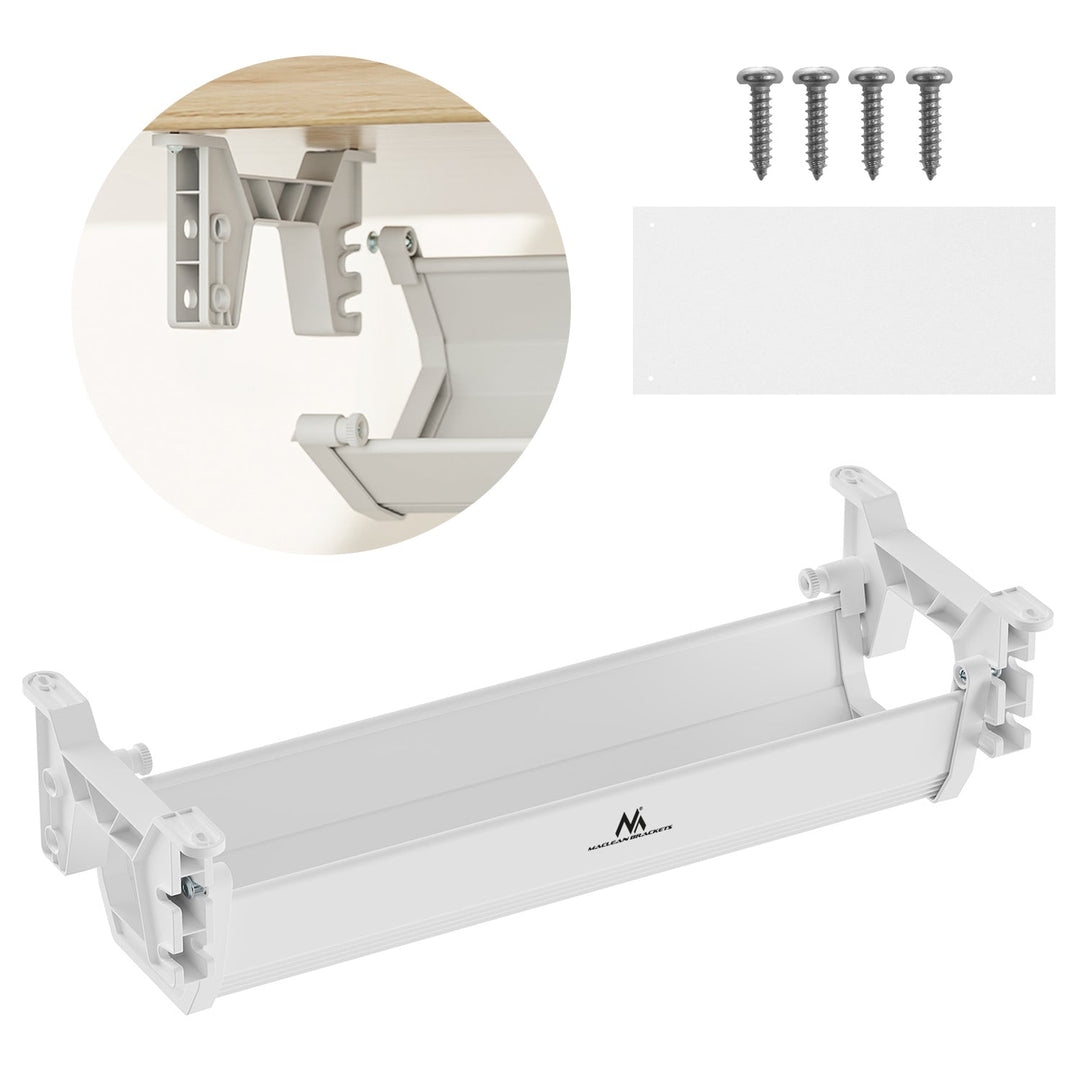 Organizator kabela ispod stola/produžni kabel Maclean, maksimalno opterećenje 5 kg, bijeli, MC-106 W