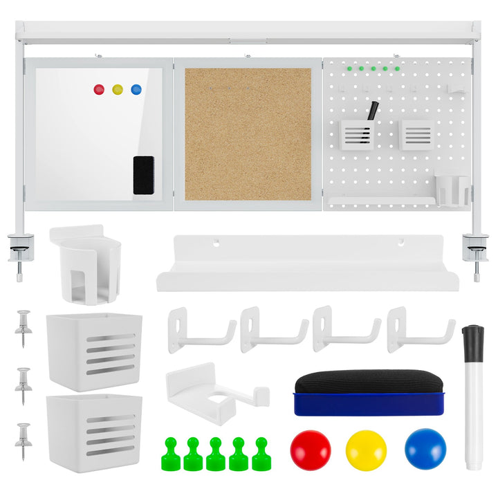 Ergo uredski pregradni organizator za stol, maksimalno opterećenje 10 kg, bijela i plutena ploča, širina 1250 mm, bijela, ER-300 W