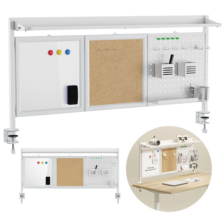 Ergo uredski pregradni organizator za stol, maksimalno opterećenje 10 kg, bijela i plutena ploča, širina 1250 mm, bijela, ER-300 W