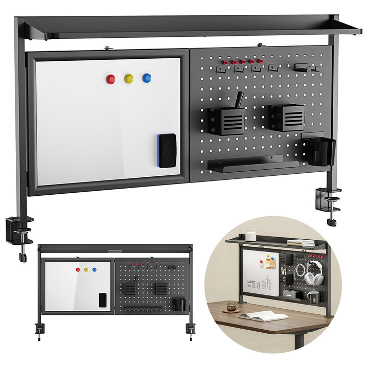 Ergo uredski pregradni organizator za stol, maksimalno opterećenje 10 kg, bijela ploča, širina 1116 mm, crna, ER-301 B