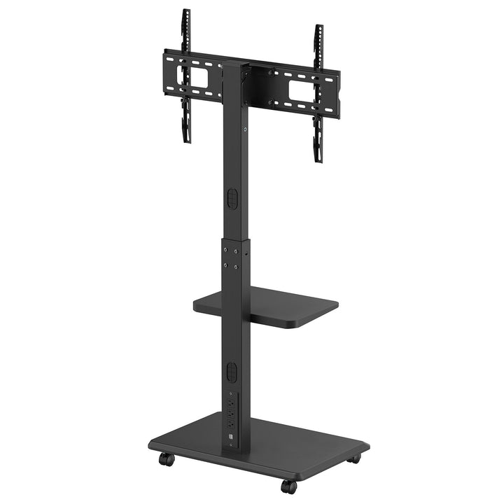 Ergo-Office TV stalak/kolica, maksimalno opterećenje 50 kg/5 kg po polici, maksimalna VESA 600×400, ugrađena razdjelnica za struju, crna, ER-304 B