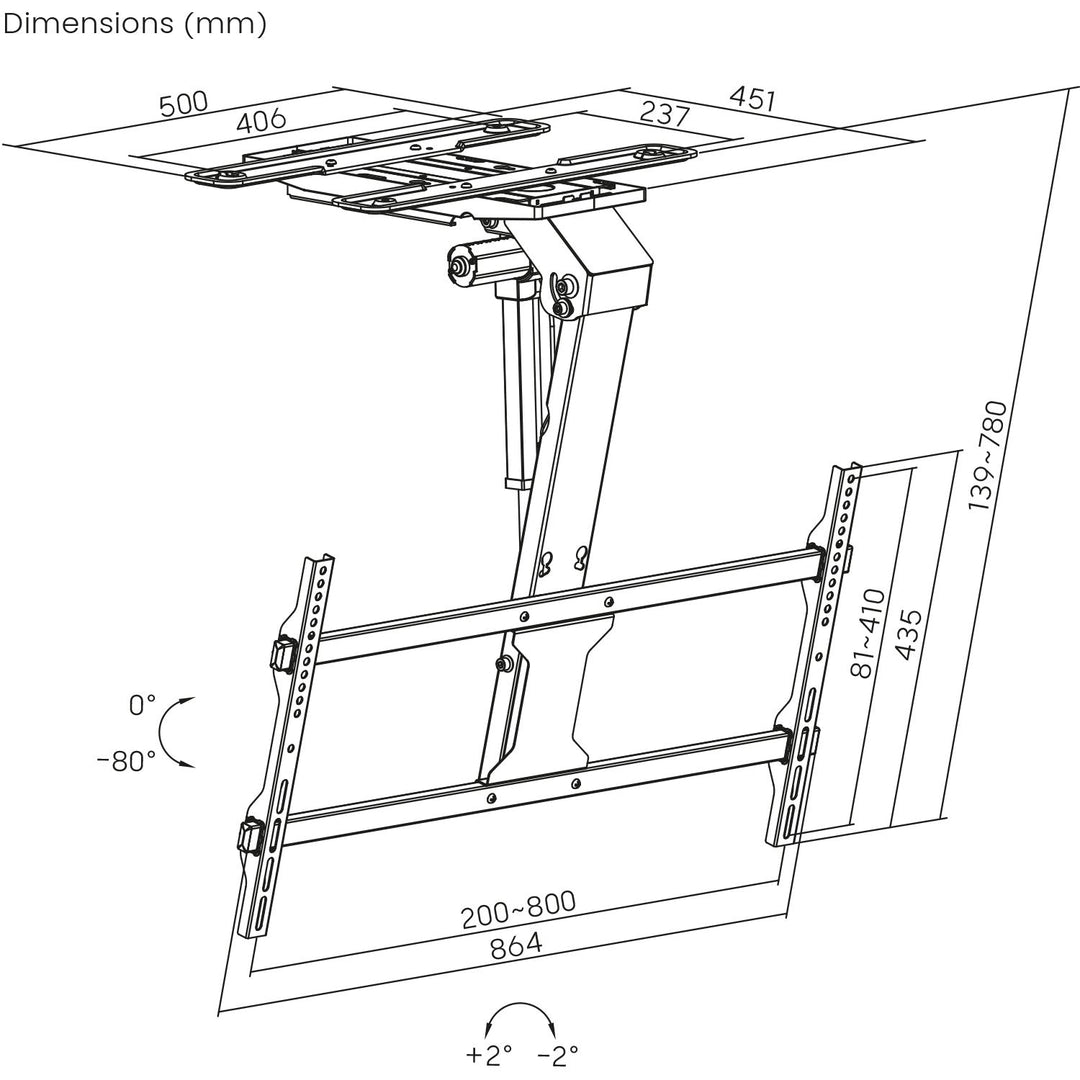 Maclean električni držač za TV, montiran na strop, kompatibilan s Tuya, max. VESA 800x400, za TV od 43 do 86", max. 45 kg, MC-110 T