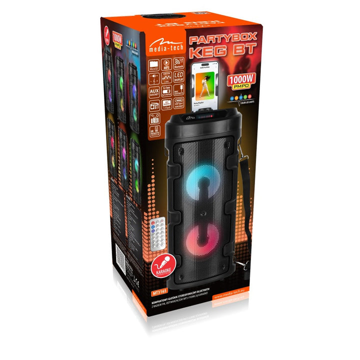 Media-Tech bežični zvučnik, Bluetooth, karaoke, 1000W, crni, MT3165