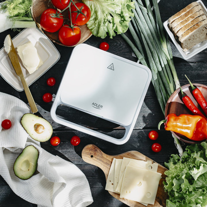 Adler aparat za sendviče, kontaktni grill, 1100 W, bijeli, AD 3070