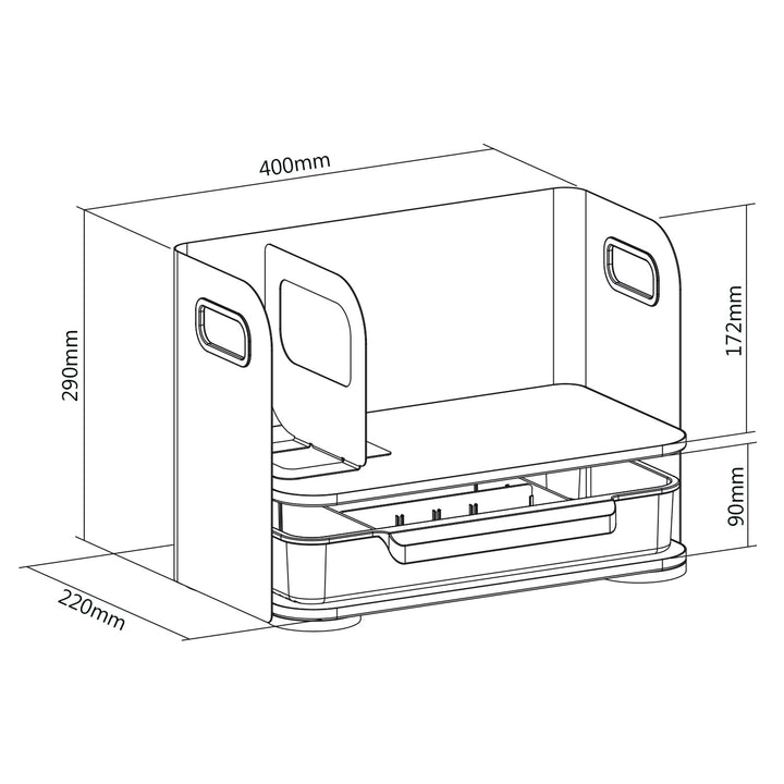 Ergo uredski organizator za stol s ladicom, bijeli, max. 10 kg, ER-440 + ER-442 organizator za dodatke ispod stola