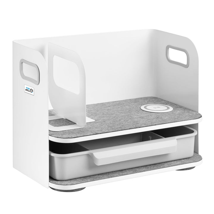 Ergo organizator za stol u uredu s ladicom i bežičnim punjačem, bijeli, max. 10 kg, ER-441 + organizator ispod stola za uredski pribor do 5 kg, ER-442