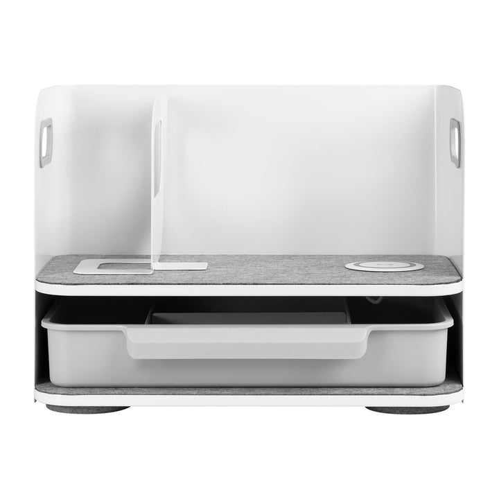 Ergo organizator za stol u uredu s ladicom i bežičnim punjačem, bijeli, max. 10 kg, ER-441 + organizator ispod stola za uredski pribor do 5 kg, ER-442