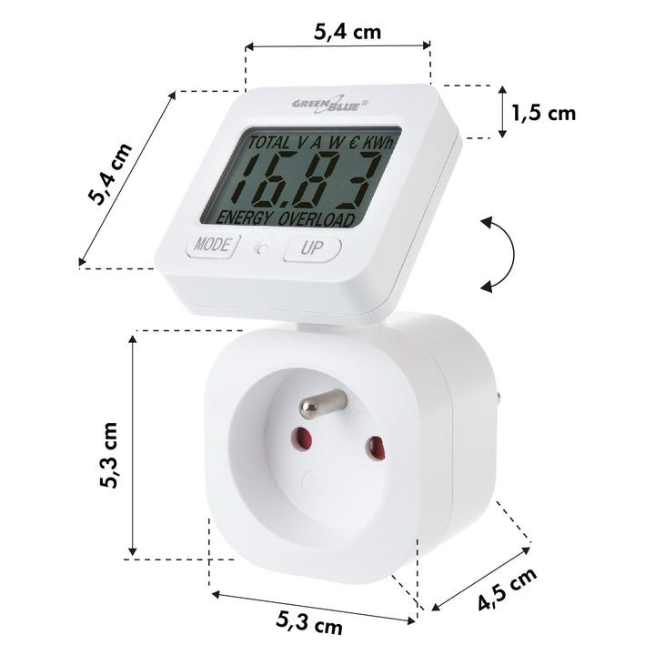 GreenBlue energetski brojilo, vatmetar, 16 A, max. 3680 W, s memorijom, GB615 E, 2 komada
