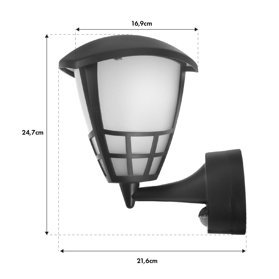 1xE27 zidna svjetiljka s Maclean senzorom, infracrveni senzor, max. opterećenje 60W, IP65, crna, MCE518 B + E27 LED žarulja sa žarnom niti, 8W 230V Maclean Energy MCE268 WW topla bijela 3000K 1055lm retro Edison dekorativna